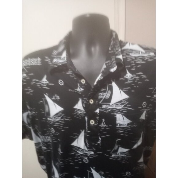 Polo Ralph Lauren Polo Shirt Size XL Nautical Sailboat Black  All Over Print - Picture 4 of 12